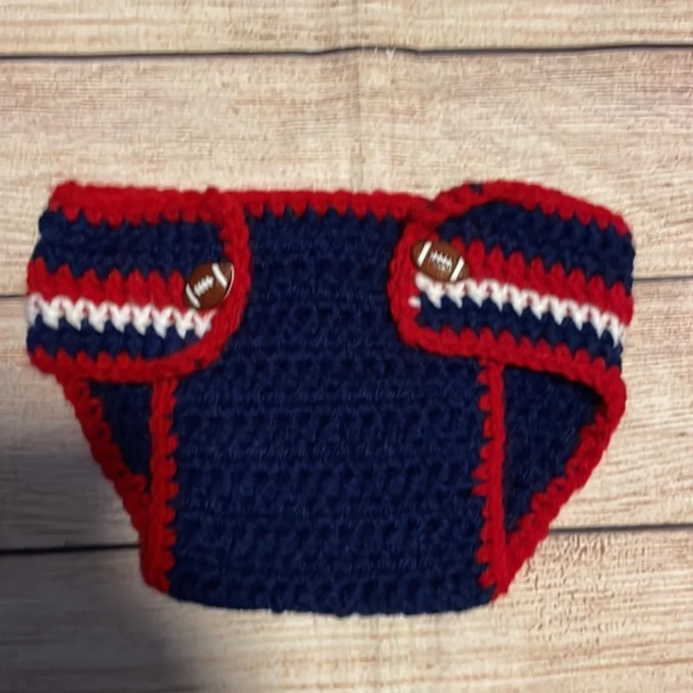 Handmade NY Giants Beanie Hat and Diaper Cover Set 🏈